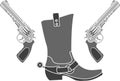 Pistols and boot with spurs