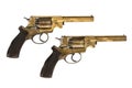 Pistols pair original decorated gold ornate revolvers