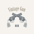 Pistols revolvers in vintage style - vector illustration