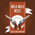 Pistols vector western gun cowboys retro revolver backdrop illustration wildlife cartoon wildwest sheriffs handgun