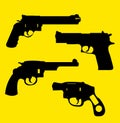 Pistols weapon icon set