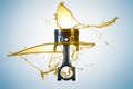 Piston and connecting rod are thrown with oil. Engine oil concept - Oil Splash