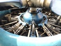 Piston engine of an old biplane plane Royalty Free Stock Photo