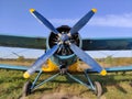 Piston engine of an old biplane plane Royalty Free Stock Photo