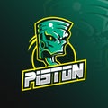 Piston mascot logo design vector with modern illustration concept style for badge, emblem and tshirt printing. green piston Royalty Free Stock Photo