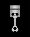 Piston skull emblem of motorcycle club. Piston skeleton Sign Biker club Royalty Free Stock Photo