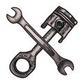 piston and spanner. Vector illustration decorative design Royalty Free Stock Photo