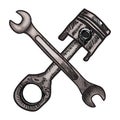 piston and spanner. Vector illustration decorative design