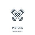 pistons icon vector from motor sports collection. Thin line pistons outline icon vector illustration. Linear symbol