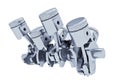 Pistons V8 engine chrome plated isolated