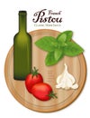 Pistou, French Provencal Sweet Basil Sauce, Cutting Board