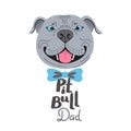 Pit Bull Dad. Image of happy father dog. American Staffordshire Pitbull Terrier face. Vector illustration Royalty Free Stock Photo