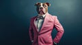 A Pit Bull exudes elegance in an adorable pink suit, a heartwarming and stylish canine fashion statement, Ai Generated Royalty Free Stock Photo