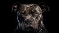 Pit bull looking badass. His piercing gaze he intimidates. Generative Ai