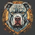 Pit bull mascot emblem design template. T-shirt design with pit bull looking dangerous Royalty Free Stock Photo