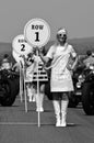 Pit girls line up at the start straight at the Benjafields Sprint. Royalty Free Stock Photo