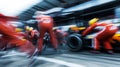 Pit Stop Anticipation: Crew Awaits the F1 Racing Car