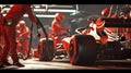 Pit Stop Anticipation: Crew Awaits the F1 Racing Car