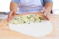 Pita bread with cottage cheese and greens Royalty Free Stock Photo