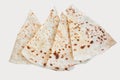 Pita bread with cottage cheese and greens on a white background Royalty Free Stock Photo
