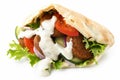 Pita bread filled with falafel. Royalty Free Stock Photo