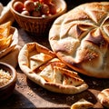 pita bread freshly baked bread, food staple for meals