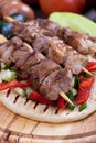 Pita bread and meat skewer Royalty Free Stock Photo