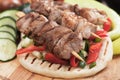 Pita bread and meat skewer Royalty Free Stock Photo