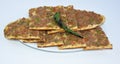 Pita bread with minced meat served on plate Royalty Free Stock Photo