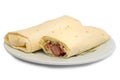 Pita bread roll with sausage Royalty Free Stock Photo