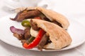 Pita bread sandwich with meat and vegetables