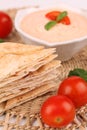 Pita bread and tomato dip