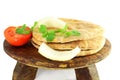 Pita flat bread or nan closeup in pure white background Royalty Free Stock Photo