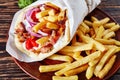 Pita ma gyro on a clay plate Royalty Free Stock Photo