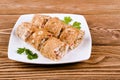 Pita rolls with cheese, greens and crab sticks Royalty Free Stock Photo
