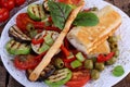 Grilled pita with cheese and grilled vegetables Royalty Free Stock Photo