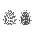 Pitaya line and glyph icon, food and exotic, tropical fruit sign, vector graphics, a linear pattern on a white backgrond