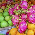 Pitaya, oranges and apples in market in Kerala