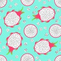 Pitaya - seamless pattern. Exotic fruit - pitahaya, dragon fruit