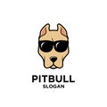 Pitbull dog head brown logo icon design
