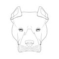 Pitbull or American Staffordshire dog easy coloring cartoon vector illustration. Isolated on white background