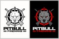 Pitbull with cross rifle and crosshair vector logo template