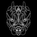 Pitbull. Dog head, totemic animal. A talisman, a predator tattoo, a dangerous dog. Printing on clothes, fabrics. Design element, e