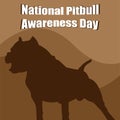 Pitbull dog silhouette vector illustration, NATIONAL PITBULL AWARENESS DAY theme, simple flat design concept.