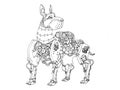 Doberman dog steampunk style, Mechanical animal Coloring book for adult jpg illustration.