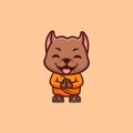 Pitbull Monk Cute Creative Kawaii Cartoon Mascot Logo