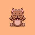 Pitbull Sitting Excited Cute Creative Kawaii Cartoon Mascot Logo