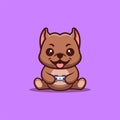 Pitbull Sitting Gaming Cute Creative Kawaii Cartoon Mascot Logo