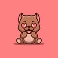 Pitbull Sitting Shocked Cute Creative Kawaii Cartoon Mascot Logo