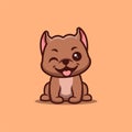 Pitbull Sitting Winking Cute Creative Kawaii Cartoon Mascot Logo